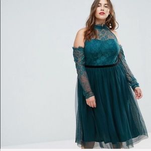 ASOS CURVE Midi Green Tulle Dress